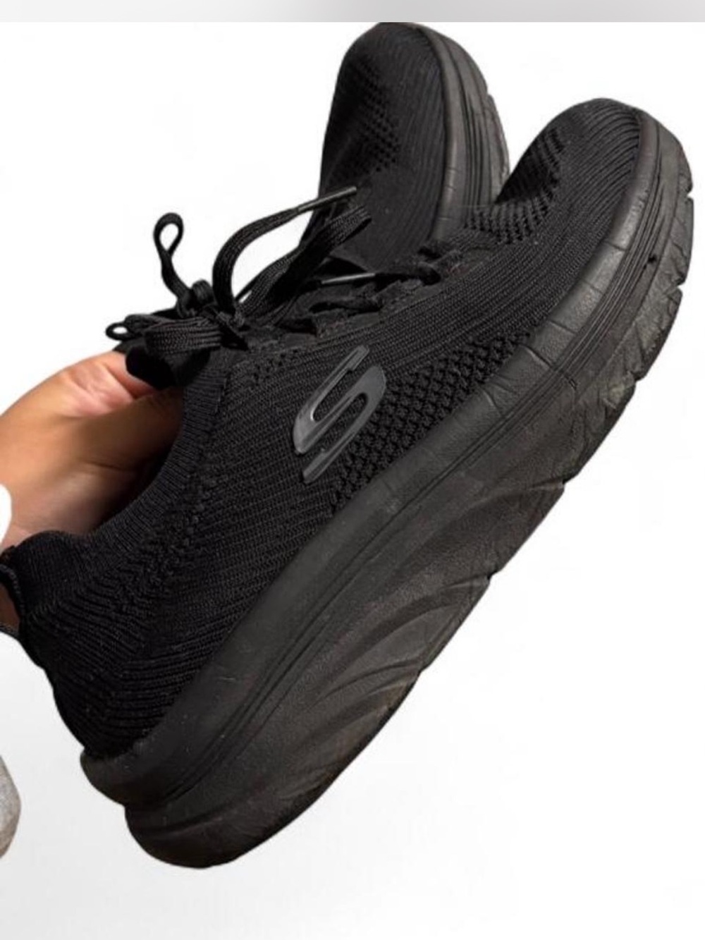 Skechers Women's Black Knit Lace-Up Sneakers